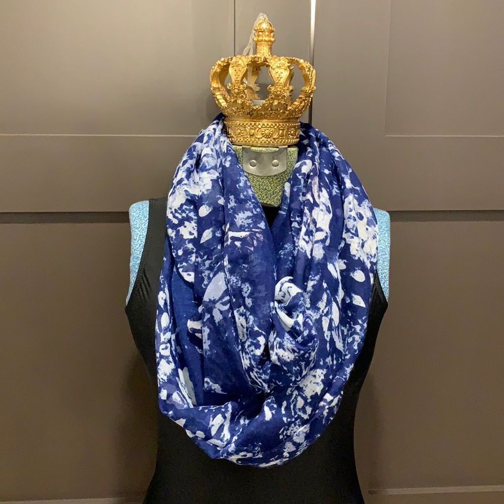 Blue Floral Infinity Scarf